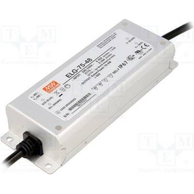 MEAN WELL ELG-75-48 Napájecí zdroj: spínaný; LED; 76,8W; 48VDC; 1,6A; 180÷295VAC; IP67