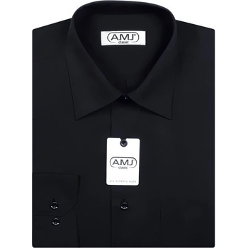 AMJ košile dlouhý rukáv jednobarevná JD017 černá