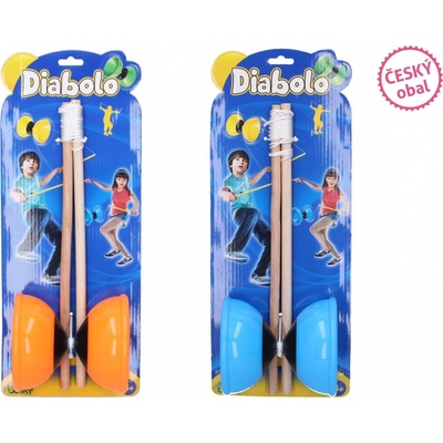 Diabolo 11,5x13 cm drevené tyčky mix farieb (žltej, oranžovej, modrej, zelenej)
