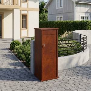 vidaXL Пощенска кутия Ръждясало 40 x 40 x 100 cm Кортенова стомана (8012578)