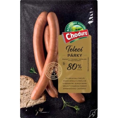 Chodura Telecí párky v přírodním střívku 80% masa 460 g – Zboží Mobilmania