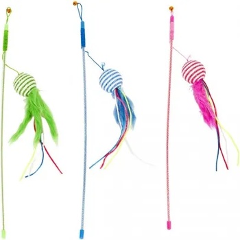 Image 1 of Duvoplus играчка за котки, въдичка топче с пера 46 см, Белгия - 121045