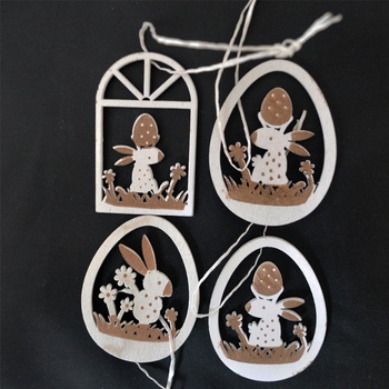 Veľkonočné drevené výrezy 8 ks 7x3,8 cm