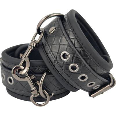 SuperLove Matrix Leather Handcuffs Black