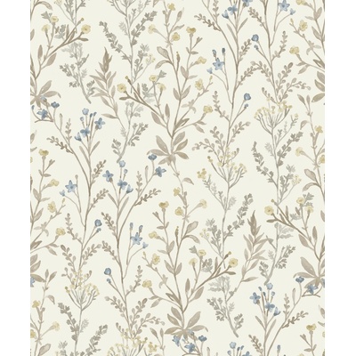 Grandeco PH3205 Vliesová tapeta na stenu, hnedo-sivá, kvety, rozmery 0,53 x 10,05 m