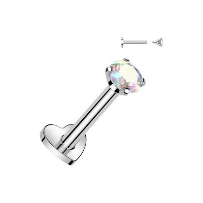Šperky4U piercing do brady titan duhový kámen TIT1313AB-1206