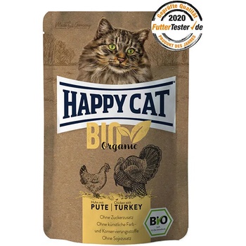 Image 1 of Happy Cat Organic Chicken with Turkey био пауч за котки пиле с пуйка за възрастни котки 85gr