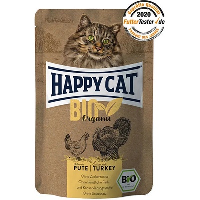 Happy Cat Organic Chicken with Turkey био пауч за котки пиле с пуйка за възрастни котки 85gr