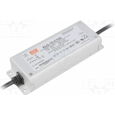 MEAN WELL ELG-75-C700 Napájecí zdroj: spínaný; LED; 74,9W; 53÷107VDC; 700mA; 180÷295VAC