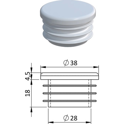 Vnitřní krytka kulatá ø 38 mm, plastová