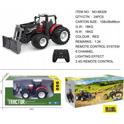 Ramiz Traktor + buldozér R/C červený 1:24