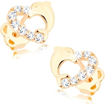 Šperky eshop briliantové zlaté obrys srdíčka s linií diamantů a s delfínem BT503.44