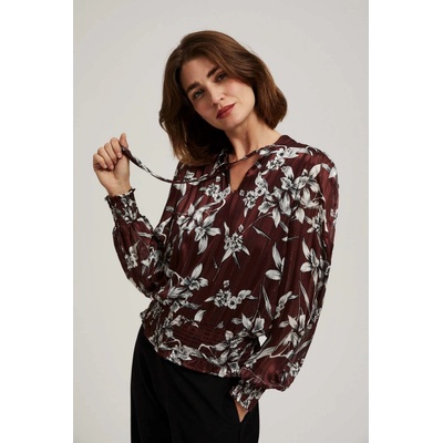 Moodo Shirt with floral pattern biela hnedá tmavočervená