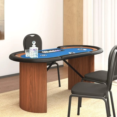 vidaXL Покер маса за 10 играча с поставка за чипове синя 160x80x75 см (80407)