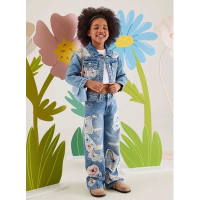 GUESS Деним яке за момиче с пеперуди и цветя Guess