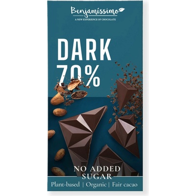 Benjamissimo Bio tmavá 70% bez přidaného cukru 60 g