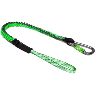 Pružný závěsný popruh NLG Lanyard s jednou karabinou a nosností 18 kg – nylon, zeleno-černá
