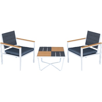 Mira-N Horecano Градински комплект от 3 части plastic wood БЯЛ/АНТРАЦИТ (sf3005) (0195384)