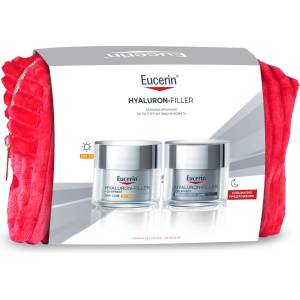 Eucerin Hyaluron-Filler Комплект - Дневен и Нощен крем, 2 х 50 ml + Несесер