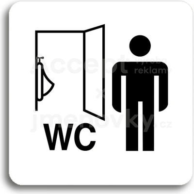 ACCEPT Piktogram WC muži pisoár - bílá tabulka - černý tisk bez rámečku