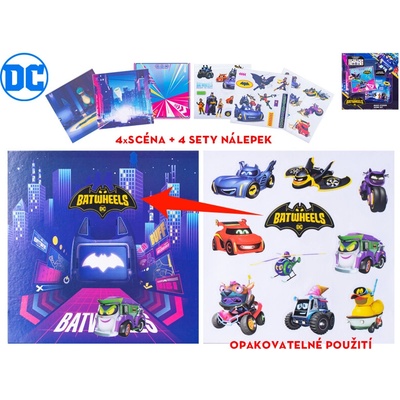 Batwheels sada nálepiek 32 ks + 4 ks pozadia