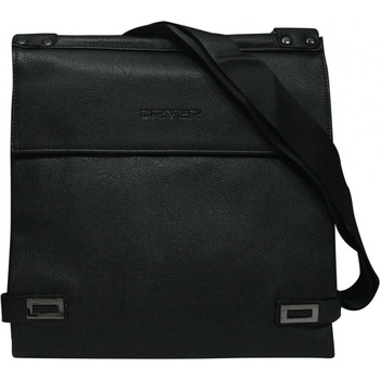 Fashionhunters Black men's eco-leather messenger bag čierna