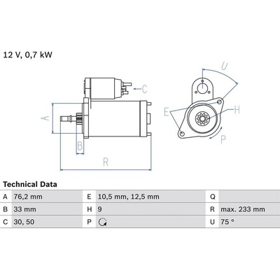 BOSCH 0 986 010 530 Startér (0986010530)