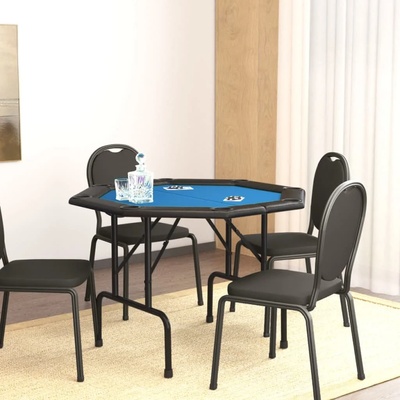 vidaXL Сгъваема покер маса за 8 играча, синя, 108x108x75 см (80405)