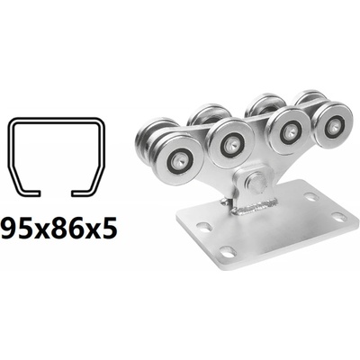 CAIS Vozík pre C-profil 95x86x5 mm 8 roliek, vyosený pre posuvné brány vo svahu SPEED MEK