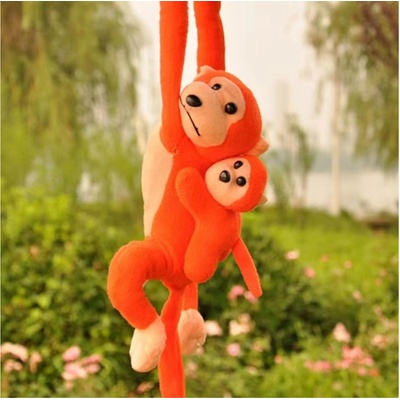 Lean Toys Opica s mláďatkom oranžová 70 cm