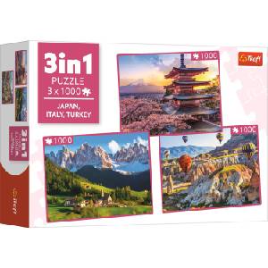 Trefl Пъзел Trefl от 3 х 1000 части - Япония, Италия, Турция (93046)
