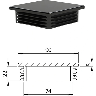 Krytka plastová 90 x 90 mm, černá