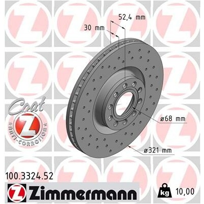 Brzdový kotúč ZIMMERMANN 100.3324.52 (100332452)