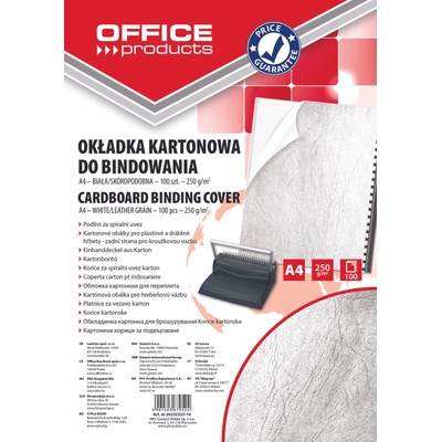 Office Products Корица за подвързване, op, тип кожа 250г, А4, опаковка 100, бяла (25873-А-БЯЛ)