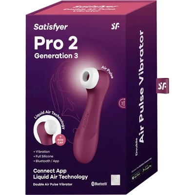 Satisfyer Stimulátor klitorisu Pro 2 Generation 3 Wine Red, silikonový stimulátor klitorisu s vibracemi