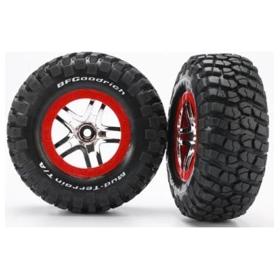 Traxxas колело 2.2/3.0", джанта SCT Split-Spoke сребърно-червена, гума KM2 S1 (2)