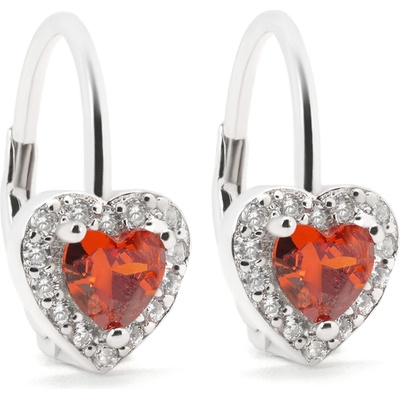 Rafity stříbrné náušnice s rubínem a zirkony E0013KL-07