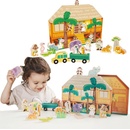 Teddies Safari ZOO dřevo + domeček 16 ks