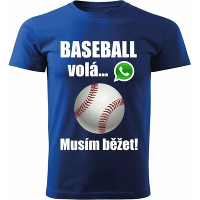 dětské tričko Baseball volá musím běžet modré