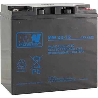 MW Акумулаторна батерия MW 22-12, 12V, 22Ah, AGM, М6 конектори (MW 22-12)