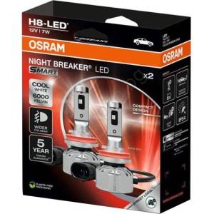 OSRAM Комплект от 2 LED автомобилни крушки NIGHT BREAKER SMART H8 PGJ19-1/7W/12V 6000K - Osram (OA0072)