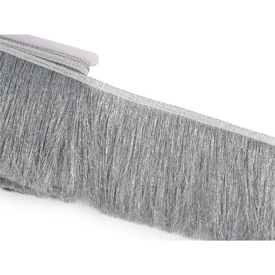 Třásně metalické husté šíře 15 cm, barva 1 stříbrná AB 9 m