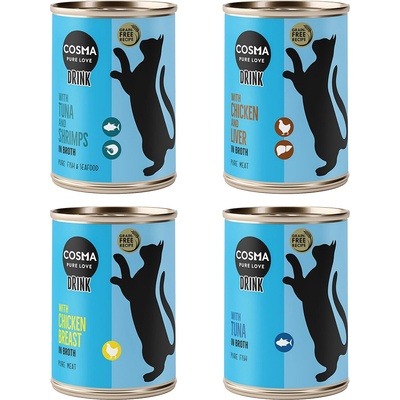 Cosma 12x 100 г мокра храна за котки Cosma Drink Mix (4 вкуса)