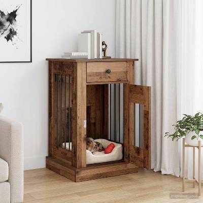vidaXL Мебели за кучешка клетка Старо дърво 50 x 47, 5 x 80 см (8014783)
