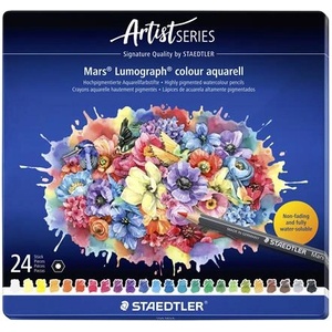 STAEDTLER Комплект акварелни моливи, шестоъгълни, метална кутия, STAEDTLER "Mars Lumograph 104", 24 различни цвята 104 M24 (104 M24)