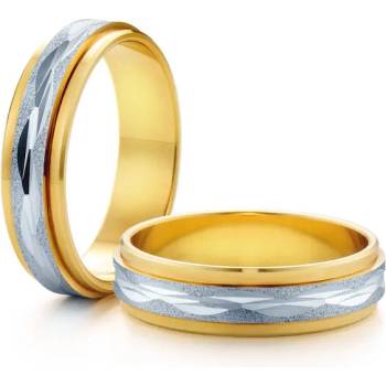 Image 1 of SAVICKI Сватбени халки: двуцветно злато, плоски. 5 мм