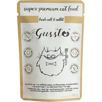 GUSSTO Cat Fresh Calf & Rabbit jahňacie a králičie mäso 85 g