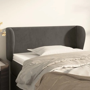 vidaXL Горна табла за легло с уши, тъмносива, 93x23x78 см, кадифе (3117041)