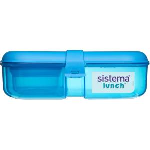Sistema Кутия за закуски Sistema Lunch Ribbon Divided с контейнер за кисело мляко 1.1 л, синя
