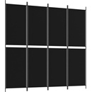 vidaXL 4-panelový paraván čierny 200 x 200 cm látkový